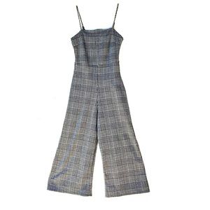 Jumpsuit Women’s S Plaid Wide Leg Cropped